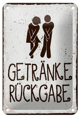 Produktbild von Blechschild Spruch 12x18cm Getränke Rückgabe Dekoration