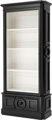 Produktbild von Casa Padrino Luxus Bücher Schrank Schwarz Wohnzimmer Schrank Barock Jugendstil Rokoko Vitrine Ladeneinrichtung