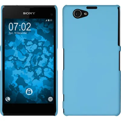 Produktbild von PhoneNatic Case kompatibel mit Sony Xperia Z1 Compact - Hülle hellblau gummiert Hard-case + 2 Schutzfolien