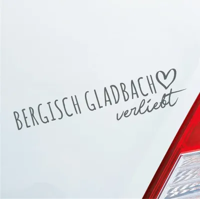Produktbild von Auto Aufkleber Bergisch Gladbach verliebt Herz Stadt Heimat Liebe Car 19x4 cm Grau Sticker Heckscheibenaufkleber