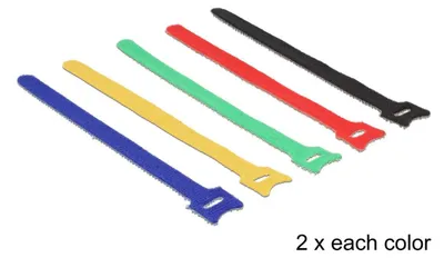 Imagen del producto de Delock, bridas de velcro, coloridas, longitud 200 mm, anchura 12 mm, paquete de 10 unidades