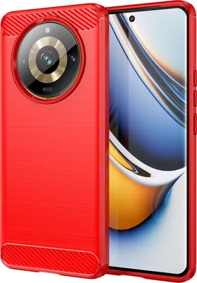 Produktbild von Hülle für Realme 11 Pro Carbon-Faser Weich TPU Silikon Stoßfest Handyhülle Rot