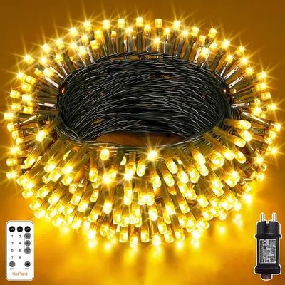 LED-Lichterkette 20 m, 200 warmweiße LEDs, 8 Modi, Fernbedienung, Timer