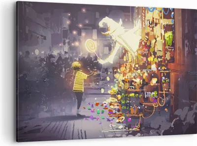 Produktbild von Bild auf Leinwand - Leinwandbild - Fantasie Märchen - 100x70cm - Wand Bild - Wanddeko - Wandbilder - Leinwanddruck - Bilder - Kunstdruck - Wanddekoration - Leinwand bilder - Wandkunst - AA100x70-3901