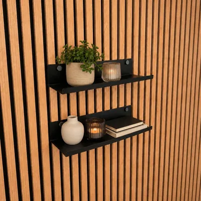 Produktbild von Wandregal Schwarz - Halter für Akustikpaneele - 50 cm Breite - Einfache Installation