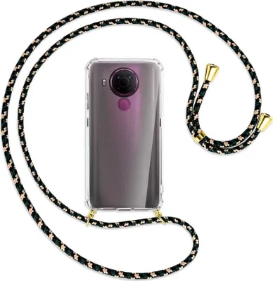 Produktbild von Handykette Backcover-Schutzhülle mit Band (Metall goldfarben) für Nokia 5.4 - camouflage