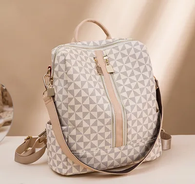 Produktbild von OKWISH Eleganter Damen Kunstleder Rucksack 2 Stück,Stilvolle Umhängetasche & Geldbörse,Wasserabweisend,Leicht & Vielseitig,Für Alltag,Reisen & Arbeit