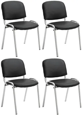 Produktbild von CLP 4er Set Stühle Ken Chrom Kunstleder gepolstert schwarz