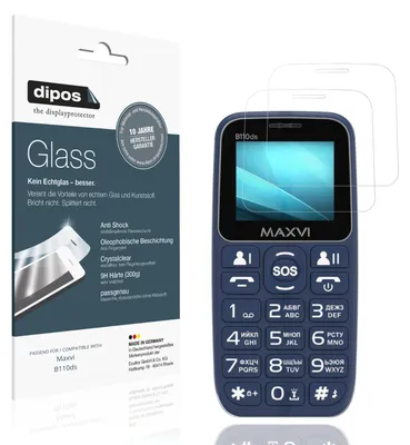 Produktbild von 2x Schutzfolie für Maxvi B110ds - Anti-Shock 9H Folie dipos Glass Kunststoffglas