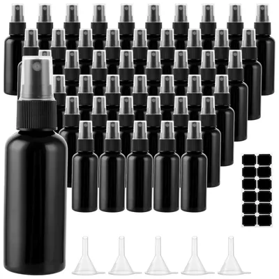 Produktbild von Sprühflasche, 60 ml - 60 Stück - Leerer Kunststoff - Wiederverwendbar - Parfümzerstäuber - Reiseflasche - Inklusive 5 Trichter - Zerstäuber