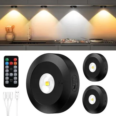 Produktbild von Vitrinenschrankbeleuchtung - Weiß - 1 x 1 x 1 cm - Kabellose, dimmbare LED-Spotleuchte mit Batterie - Für die Beleuchtung von Vitrinen