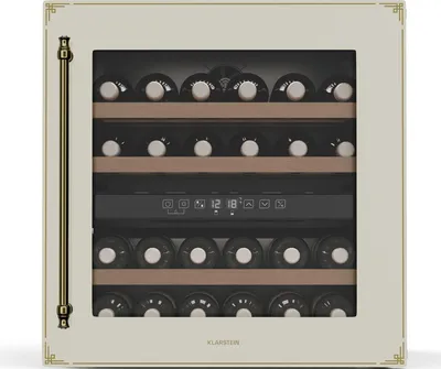 Produktbild von Klarstein Vinsider Victoria 36 Weinkühlschrank – 36 Flaschen, 2 Zonen, 5–22°C, Touch-Bedienung, LED, UV-Schutz, einbaufertig, leise, creme