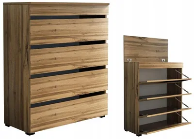 Zdjęcie produktu dla Komoda na buty 80cm ze schowkiem na czapki kluczyki 80 dąb wotan
