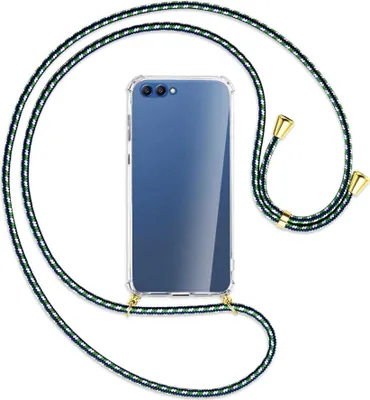 Produktbild von Handykette Backcover-Schutzhülle mit Band (Metall goldfarben) für Honor 10 - grün/blau/weiß