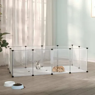 Zdjęcie produktu dla The Living Store Klatka dla małych zwierząt przezroczysta 144x74x46,5 cm PP i stal