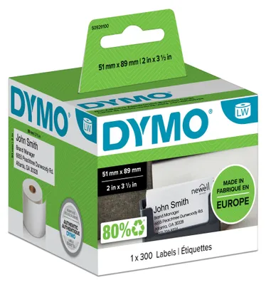 Produktbild von DYMO Original LabelWriter Namenschilder-Etiketten | 51 mm x 89 mm | Rolle mit 300 Etiketten | selbstklebend | für LabelWriter Etikettendrucker und Beschriftungsgerät