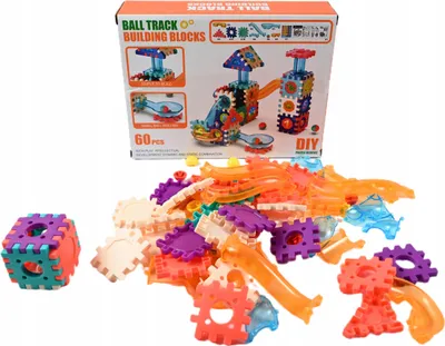 Produktbild von Kugelbahn Baukasten 60 Teile - Murmelbahn Konstruktionsset DIY für Kinder - Kreativ & Lehrreich