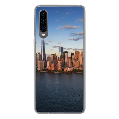 Produktbild von MuchoWow® Handyhülle Schutzhülle Hülle für Huawei P30 New York - Skyline - Boot Silikon Softcase Handy Hülle - Kartenbesitzer
