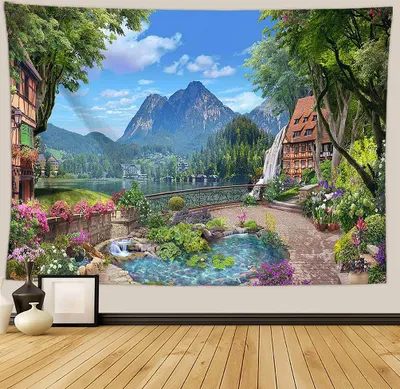 Produktbild von Urlaub Wandteppich Wohnkultur Landschaft Wandteppich Wohnzimmer Schlafzimmer Dekoration Wandteppich Zimmer Vorhang Strandtuch (180cm x 230cm, Farbe 7)