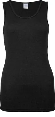 Produktbild von wobera NATUR Damen Hemd ohne Arm oder Tanktop aus 70% Schurwolle KbT und 30% Seide (Gr. L, Farbe: schwarz)