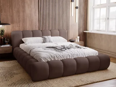 Obrázok produktu pre GRAINGOLD Exkluzívna čalúnená posteľ 180x200 cm Doria - dizajnová posteľ s velúrovou látkou, roštom a roštom - hnedá (Jupiter 7503)