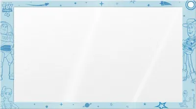 A screen protector with Toy Story 4 characters printed on the border, displayed on a white background.