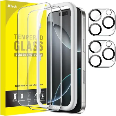 Obrázek produktu pro Ochranná fólie pro iPhone 16 Pro, 6,3 palce, s ochranou fotoaparátu, 2 kusy, tvrzené sklo, HD kvalita