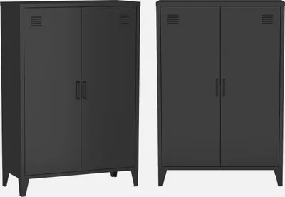 Produktbild von sweeek - 2er-Set Kommoden/Schränke aus Metall mit 2 Türen - Schwarz