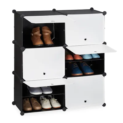 Produktbild von relaxdays Schuhschrank in Schwarz-Weiß 12 Fächer