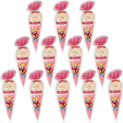 Produktbild von Mr. Mallo Marshmallow Spitzbeutel 12x250g | Schaumzucker Bunte Mischung Geburtstage Karneval Partys | praktisch mit Clip Verschluss