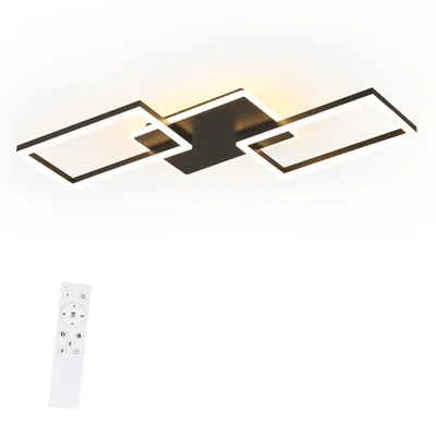Produktbild von ZMH Deckenlampe Schwarz Wohnzimmer,LED Deckenleuchte Dimmbar mit Fernbedienung,Groß Wohnzimmerlampe,63W,80CM,Modern,Metall Schlafzimmerlampe