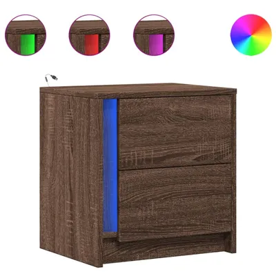 Immagine prodotto di Comodino con Luci LED Rovere Marrone in Legno Multistrato