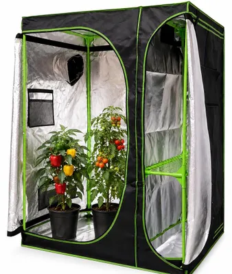 Obrázek produktu pro Mucola skleník včetně měřiče vlhkosti 3 v 1 pro rostliny Growbox pěstební stan pěstební skříň - 120x90x145cm