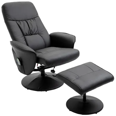 Produktbild von HOMCOM Relaxsessel mit Liegefunktion Massagesessel mit Fußhocker Schwarz