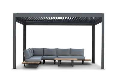 Produktbild von Simpo Lifestyle | Pergola Aluminium freistehend | 3x4 M | Lamellendach anthrazit | LED