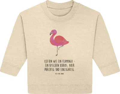 Produktbild von Mr. & Mrs. Panda Organic Baby Pullover Flamingo Classic 12. - 18. Monat - Natural Raw - Geschenk, Spruch, Bullover, Freundin, Rosa, Prächtig, Ich, Tochter