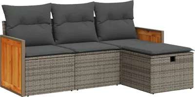 Obrázek produktu pro vidaXL 4dílná zahradní sedací souprava s polštáři Grey Poly Rattan
