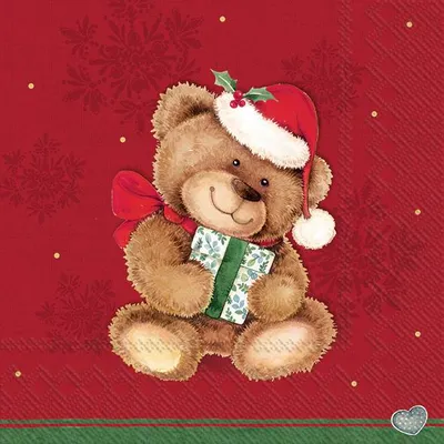 Produktbild von CHRISTMAS TEDDY Red Cocktail-Servietten C1016410