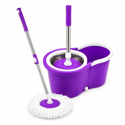 Zdjęcie produktu dla Mop Obrotowy Schaum z Wiadrem na Kółkach i Wkładem z Mikrofibry do Paneli i Płytek