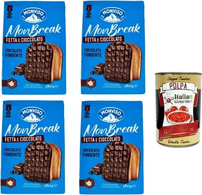 Produktbild von Monviso monbreak cioccolato fondente dunkle Schokolade 4x180gr+ Italian Gourmet polpa 400g