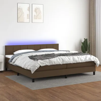 Produktbild von The Living Store Boxspringbett mit Matratze & LED Dunkelbraun 200x200 cm Stoff