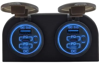 Produktbild von ProRide 12V USB/USB-C 6-Port QC3.0 Ladegerät mit Schalter, Blau