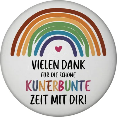 Produktbild von Vielen Dank für die kunterbunte Zeit Magnet mit Regenbogen
