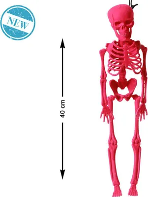 Obrázek produktu pro Halloweenská dekorace 40 cm růžový kostlivec