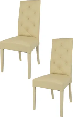 Immagine prodotto di t m c s Tommychairs - Set di 2 sedie moderne CHANTAL per cucina e sala da pranzo, struttura robusta in legno di faggio laccato colore sabbia, imbottita e rivestita in Pelle finta colore sabbia
