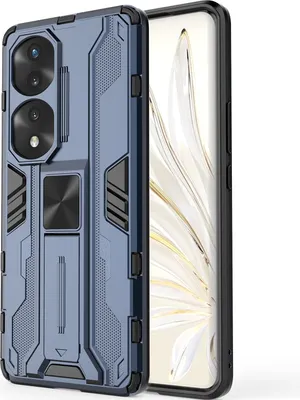 Produktbild von Honor 70 Pro Hülle, Dual Layer PC TPU Bumper Stoßfest Ständer Schutzhülle für Honor 70 Pro Blau