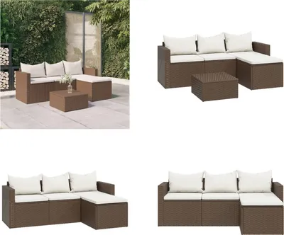 Produktbild von vidaXL Garten Lounge Set Braun Poly Rattan - Garten Lounge Set - Garten Lounge Sets - Lounge Set - Gartenmöbel Set