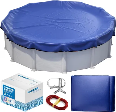 Produktbild von Runde Poolabdeckung für Pools von 690–730 cm | Ø 850 cm Planenmaß | 200g/m² PE, doppelt beschichtet | reißfest und UV-beständig | blau | für Sommer und Winter