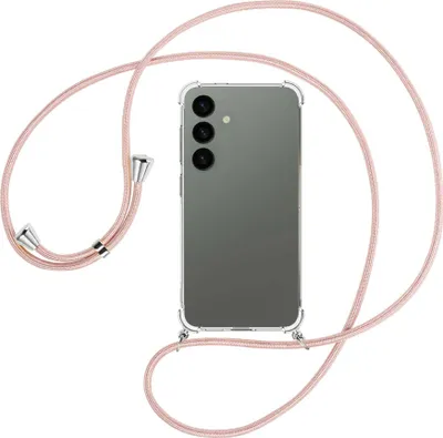 Produktbild von Handykette Backcover-Schutzhülle mit Band (Metall silberfarben) für Samsung Galaxy S24 - roségold