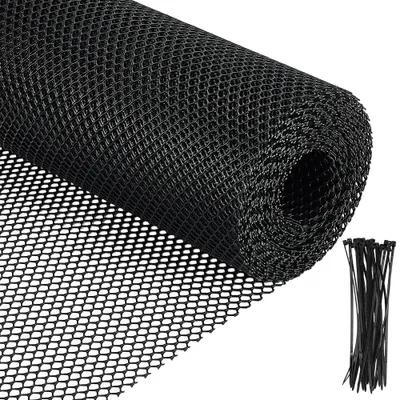 Kunststoff-Gitterzaun 8 m x 30 cm, schwarz, 1,7 mm, für Garten und Geflügel